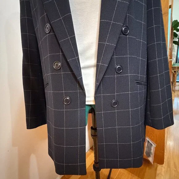 NWT Black Windowpane Blazer Bar lll open-front WM XL, 16 officecore capsule - Picture 5 of 14